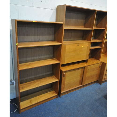 181 - MID-CENTURY DOMINO MOBLER DANISH BOOKCASES, to include two long cabinets with an arrangement of shel... 