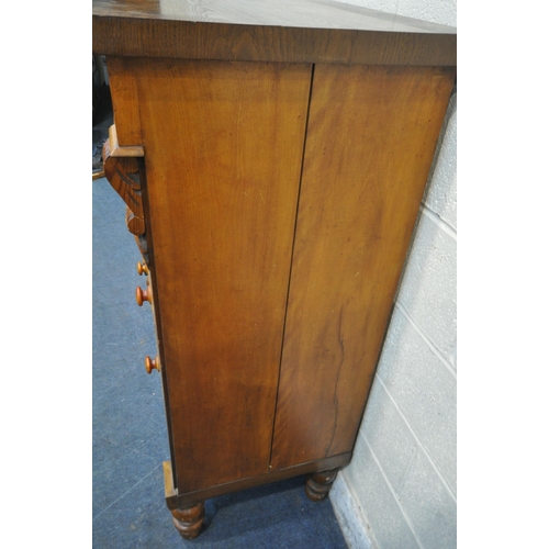 195 - A 19TH CENTURY AND LATER CHEST OF FOUR SHORT OVER THREE LONG DRAWERS, raised on turned legs, width 1... 