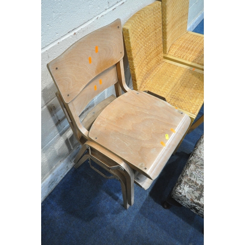 198 - A SET OF THREE IKEA CHAIRS, a pair of stacking chairs, along with a stool, condition report: all wit... 