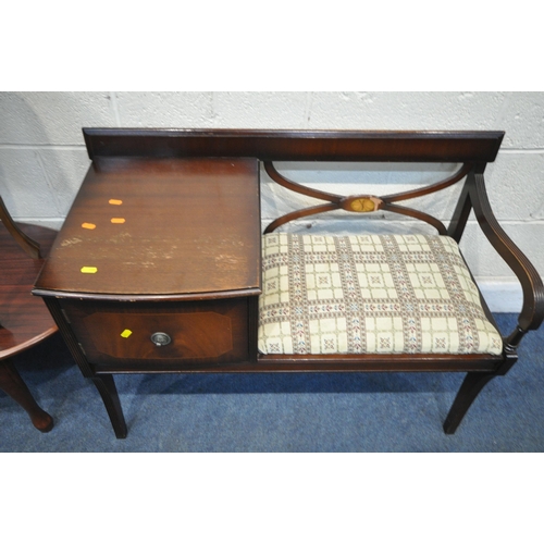 199 - A SELECTION OCCASIONAL FURNITURE, to include an oak drop leaf table, an oval coffee table, a lamp ta... 