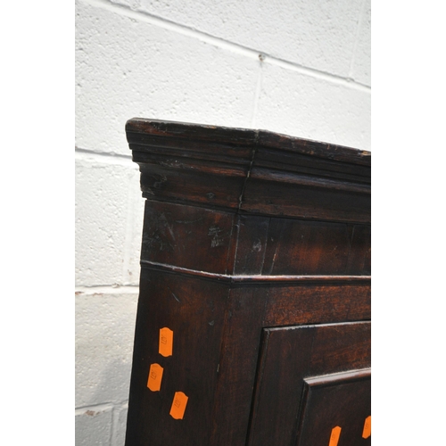 209 - TWO GEORGIAN MAHOGANY CORNER CUPBOARDS, largest width 78cm x depth 39cm x height 110cm, condition re... 