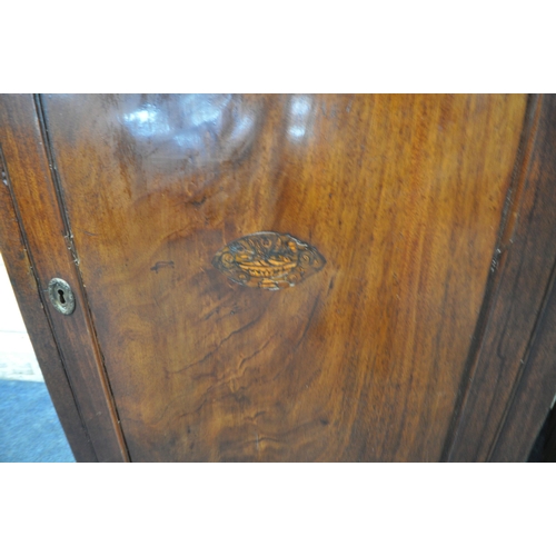 209 - TWO GEORGIAN MAHOGANY CORNER CUPBOARDS, largest width 78cm x depth 39cm x height 110cm, condition re... 