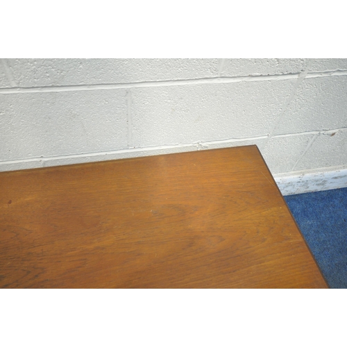 211 - POSSIBLY TREVOR CHINN FOR GORDON RUSSELL, A MID CENTURY TEAK COFFEE TABLE, raised on square tapered ... 