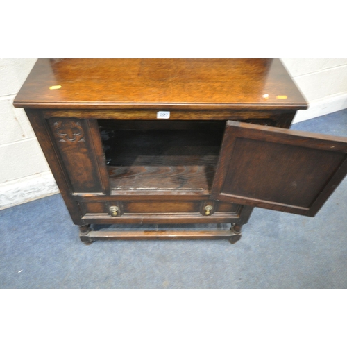 227 - A 20TH CENTURY OAK DRESSER, the two tier plate rack with quatrefoil detail, atop a base with a singl... 