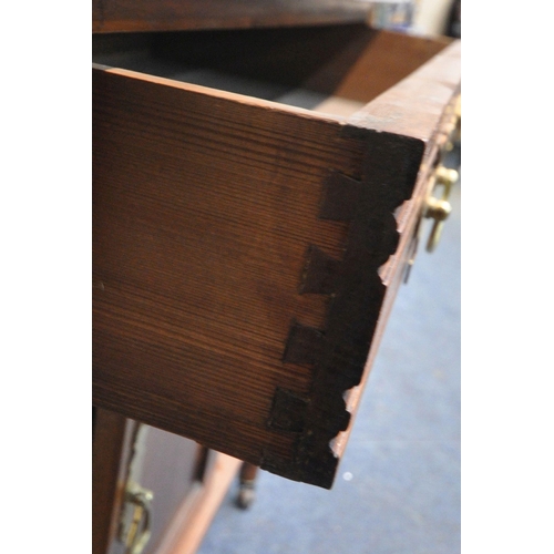 230 - A 20TH CENTURY MARBLE TOP WASH STAND, with a raised tile back, a single drawer, above a cupboard doo... 