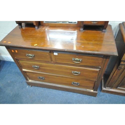 238 - A 20TH CENTURY MAHOGANY DRESSING CHEST, with a central bevelled edge swing mirror, flanked by two sm... 