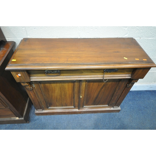 238 - A 20TH CENTURY MAHOGANY DRESSING CHEST, with a central bevelled edge swing mirror, flanked by two sm... 