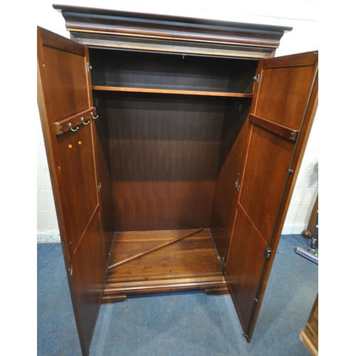 249 - POSSIBLY WILLIS AND GAMBIER, A CHERRYWOOD DOUBLE DOOR WARDROBE, width 118cm x depth 67cm x height 19... 