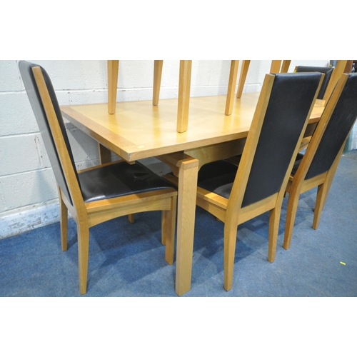 265 - A MODERN EXTENDING DINING TABLE, with one additional leaf, extended length 186cm x closed length 140... 