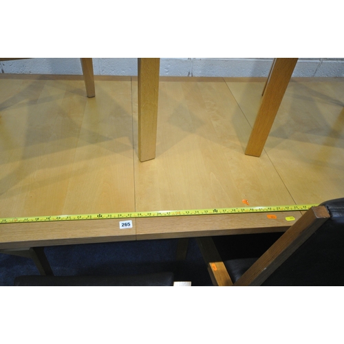 265 - A MODERN EXTENDING DINING TABLE, with one additional leaf, extended length 186cm x closed length 140... 