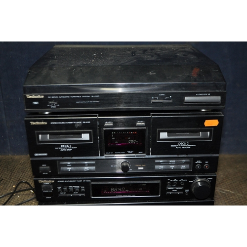 59 - A TECHNICS COMPONENT HI FI comprising of a SU-X120 amp with remote, a SL-PJ28A CD, ST-X302L tuner, a... 