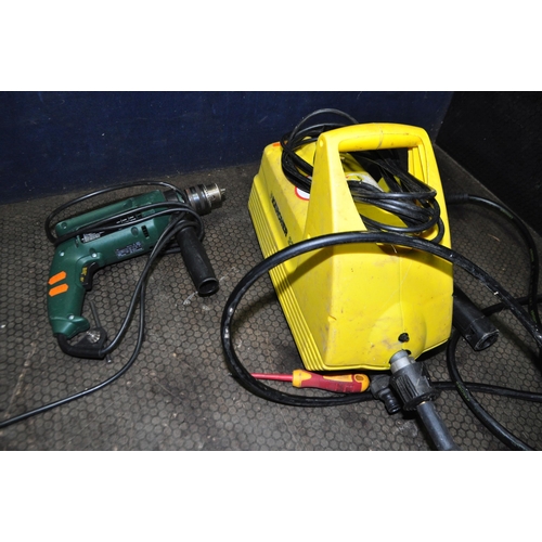 66 - A KARCHER 232 PRESSURE WASHER (NO NOZZLE), a Bosch drill (both PAT pass and working) and a Black and... 