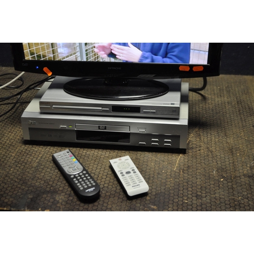 70 - A HITACHI L22DG07UK 22 TV/DVD WITH REMOTE along with a Philips DVD player with remote (both PAT pass... 