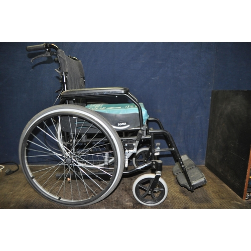 76 - A SOMA WREN 2 FOLDING WHEELCHAIR with two footrests