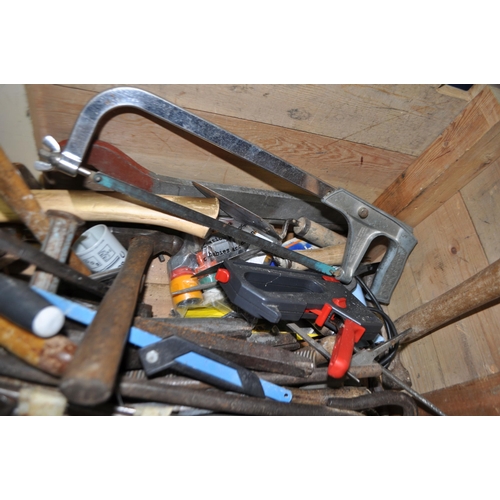 78 - A WOODEN TOOLCHEST CONTAINING AUTOMOTIVE AND ENGINEERING TOOLS including a partial socket set, beari... 