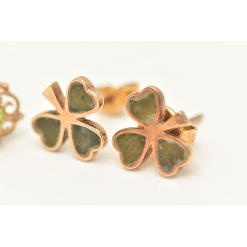 435 - THREE PAIRS OF STUD EARRINGS, to include a pair of bi-colour cross studs set with a small round bril... 