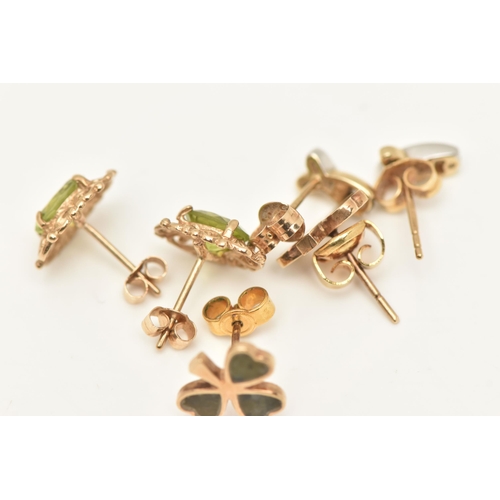 435 - THREE PAIRS OF STUD EARRINGS, to include a pair of bi-colour cross studs set with a small round bril... 