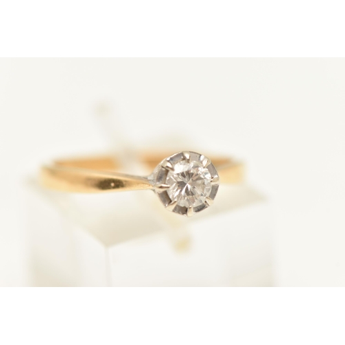 443 - AN 18CT SINGLE STONE DIAMOND RING, set with a round brilliant cut diamond, measuring approximately 0... 