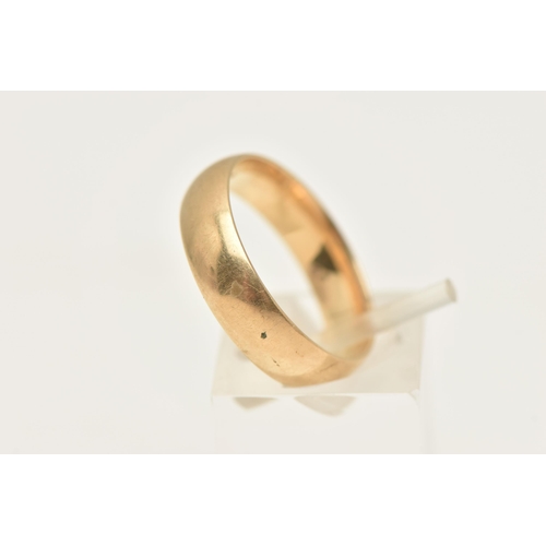 468 - A 9CT YELLOW GOLD WEDDING BAND, designed as a plain polished band, ring size O, hallmarked 9ct gold ... 