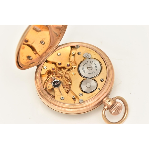 497 - A 9CT GOLD 'DENNISON' 'HEFIK' OPEN FACE POCKET WATCH, hand wound movement, round white dial unsigned... 