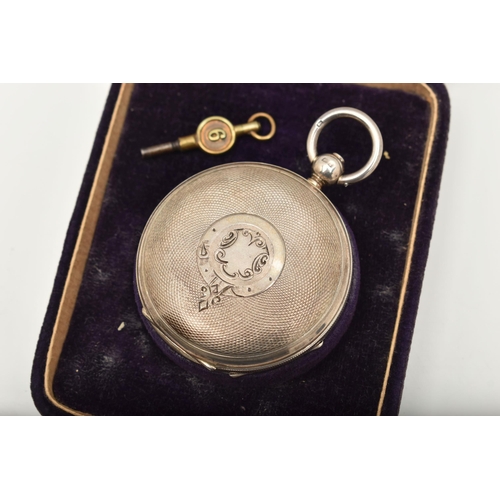 504 - A SILVER 'ROTHERHAMS' FULL HUNTER POCKET WATCH, key wound movement, round white dial signed 'Rotherh... 