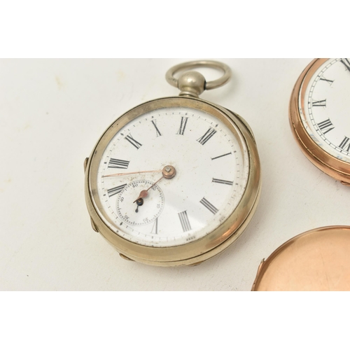 506 - AN ASSORTMENT OF POCKET WATCHES, to include a rolled gold hand wound movement 'Waltham U.S.A' open f... 