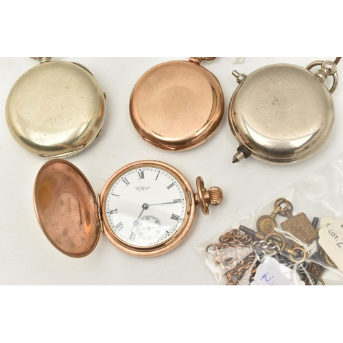 506 - AN ASSORTMENT OF POCKET WATCHES, to include a rolled gold hand wound movement 'Waltham U.S.A' open f... 