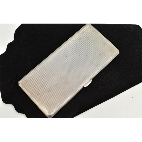 530 - A 1940s SILVER CIGARETTE CASE, the case with engine turned surface detail and initial monogram readi... 