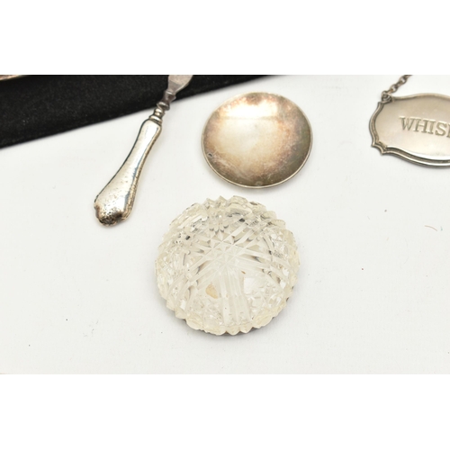 541 - ASSORTED SILVER ITEMS, to include a vanity hair brush and hand held mirror, embossed with a foliate ... 