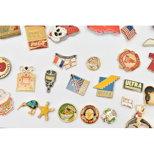 551 - A BOX OF ASSORTED ITEMS, to include a large quantity of pin badges some including military, Disney, ... 