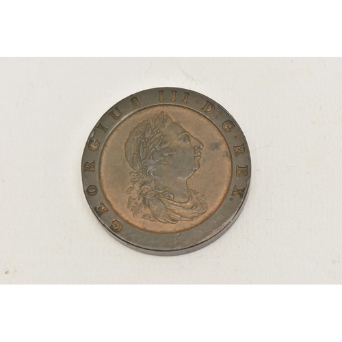 558 - A CARTWHEEL TWO PENCE COIN, Britannia 1797, Georgius III D G Rex, approximate gross weight 57.9 gram... 