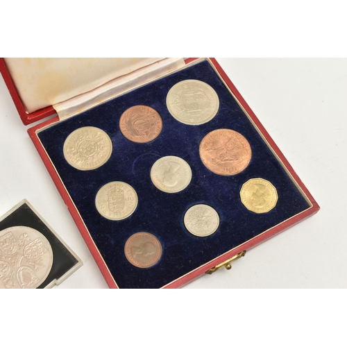 562 - A CASED SET OF COINS, TOGETHER WITH A COMMEMORATIVE COIN, a cased set of nine coins, together with a... 