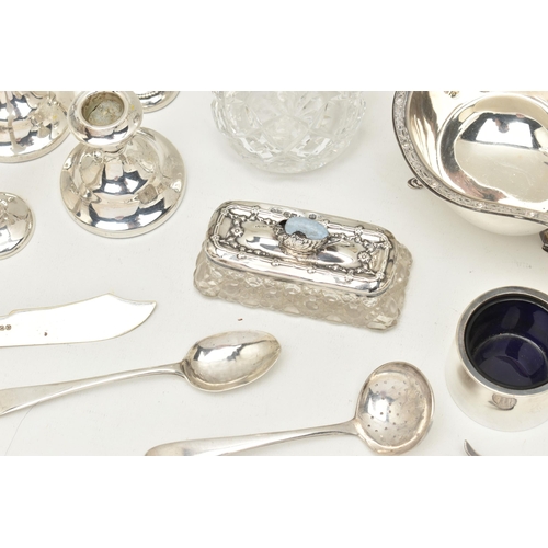 576 - A SELECTION OF SILVER AND WHITE METAL WARE, to include a 'Deakin & Francis' silver gravy boat, polis... 