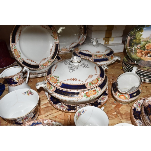 757 - A LAWLEY'S 'CRANSTONE' DINNER AND TEA SERVICE AND ELEVEN COALPORT COLLECTOR PLATES comprising two ov... 