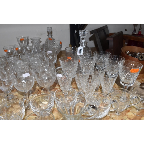 768 - A GROUP OF CUT CRYSTAL AND GLASSWARE, comprising five Brierley Crystal 'Stratford' pattern wine glas... 