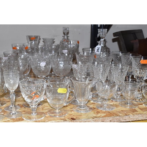 768 - A GROUP OF CUT CRYSTAL AND GLASSWARE, comprising five Brierley Crystal 'Stratford' pattern wine glas... 