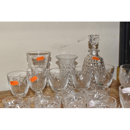 768 - A GROUP OF CUT CRYSTAL AND GLASSWARE, comprising five Brierley Crystal 'Stratford' pattern wine glas... 