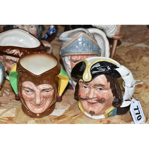 770 - A COLLECTION OF ROYAL DOULTON CHARACTER JUGS, comprising Robin Hood D6527, Lumberjack D6610, Dick Tu... 