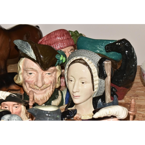 770 - A COLLECTION OF ROYAL DOULTON CHARACTER JUGS, comprising Robin Hood D6527, Lumberjack D6610, Dick Tu... 