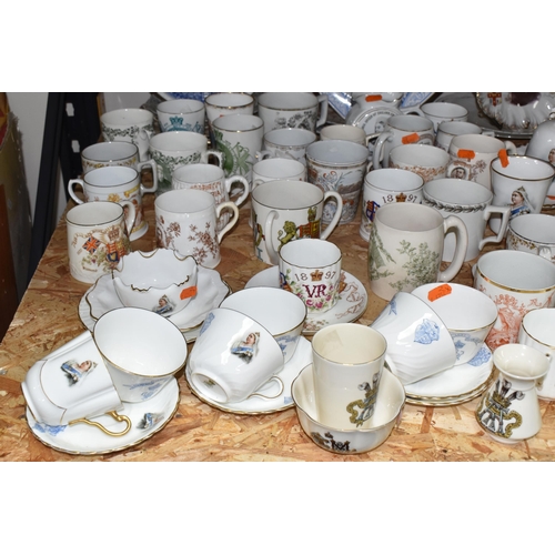 772 - A LARGE QUANTITY OF QUEEN VICTORIA COMMEMORATIVE PORCELAIN, comprising W.H Goss trinket dishes, bud ... 