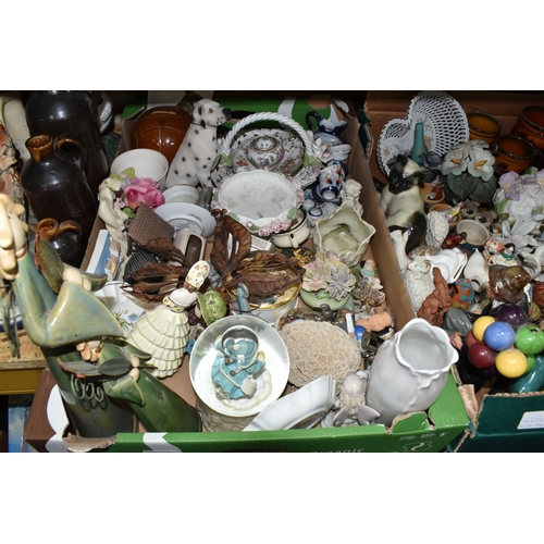 773 - THREE BOXES AND LOOSE CERAMICS, to include a Beswick Siamese Cat - Lying, Facing Left no 1558, a Sta... 