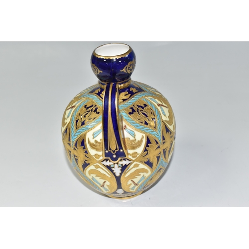 802 - A DERBY TWIN HANDLED VASE, pattern number 1164, of ovoid form with twin scrolling handles and bulbou... 