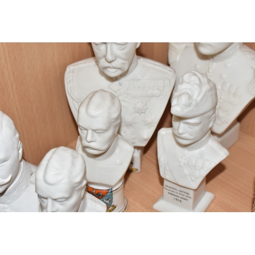 815 - SIX CRESTED WARE PARIAN AND CHALKWARE BUSTS, comprising Shelley 'General Joffre, Commander-in-Chief ... 