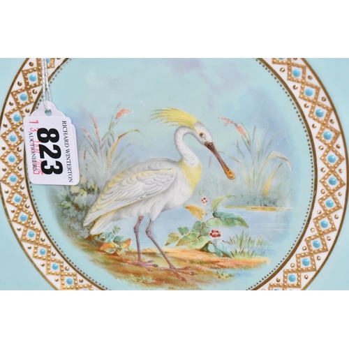 823 - A NINETEENTH CENTURY R G SCRIVENER & CO HAND PAINTED PLATE, enamelled and painted with an Eurasian S... 