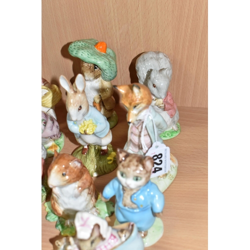 824 - ELEVEN BESWICK BEATRIX POTTER FIGURES, comprising Foxy Whiskered Gentleman BP-2 backstamp, Tom Kitte... 