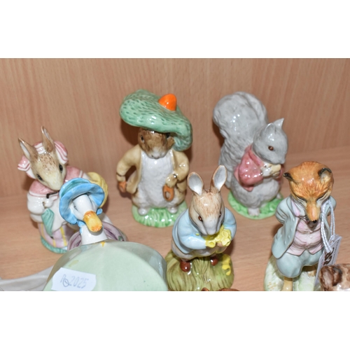 824 - ELEVEN BESWICK BEATRIX POTTER FIGURES, comprising Foxy Whiskered Gentleman BP-2 backstamp, Tom Kitte... 