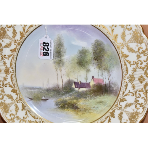 826 - ROYAL DOULTON AND ROYAL WORCESTER CABINET PLATES, comprising a Royal Doulton hand painted cabinet pl... 