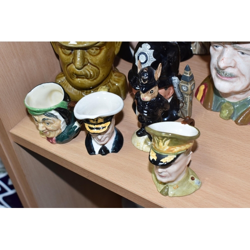 830 - A GROUP OF CHARACTER JUGS, ETC, to include a Royal Winton 'General Sir Archibald Wavell' character j... 