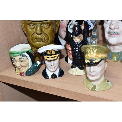 830 - A GROUP OF CHARACTER JUGS, ETC, to include a Royal Winton 'General Sir Archibald Wavell' character j... 