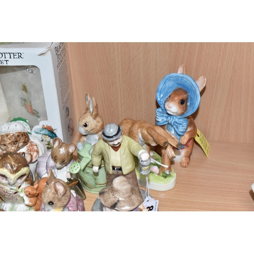 845 - TWELVE BESWICK MOSTLY BEATRIX POTTER CHARACTER FIGURINES comprising a boxed 'Tailor of Gloucester' s... 